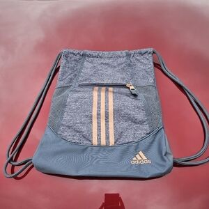Adidas Alliance II Sackpack Drawstring Bag Unisex Gray Rose Gold Nwot